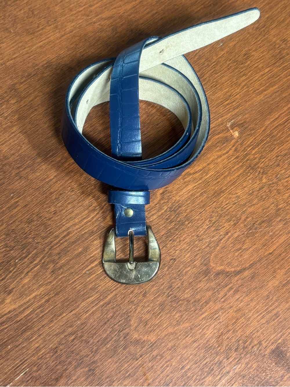 1960’s/70s Lee-Vic Navy Blue Leather Croc Embossed Belt